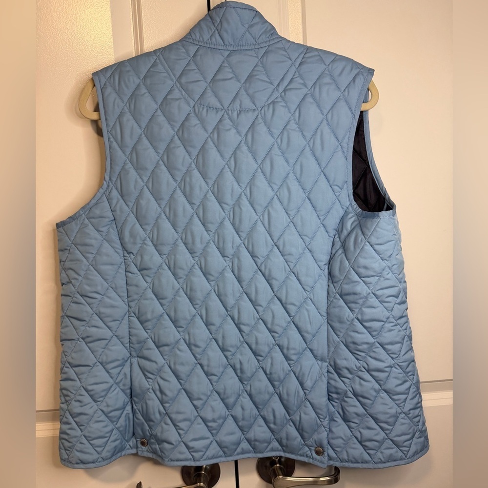 Lands’ End Quilt Puffer Light Blue Diamond Stitch Snap Pockets Zip Women’s M - Picture 2 of 5